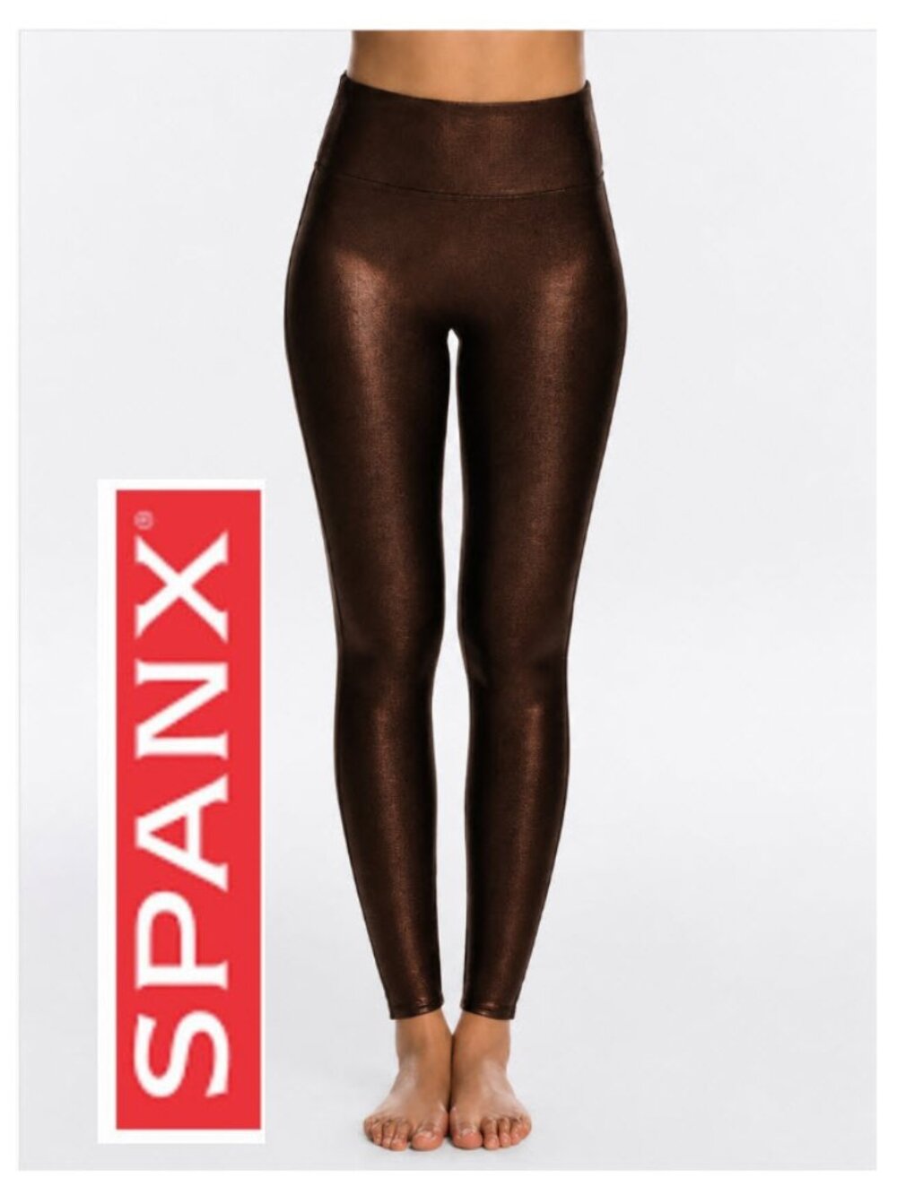SPANX Dark Copper Faux Leather Shaping Leggings NWOT Medium M